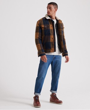 Superdry Hacienda Wool Check Férfi Kabát Sárga | YIZUC0326